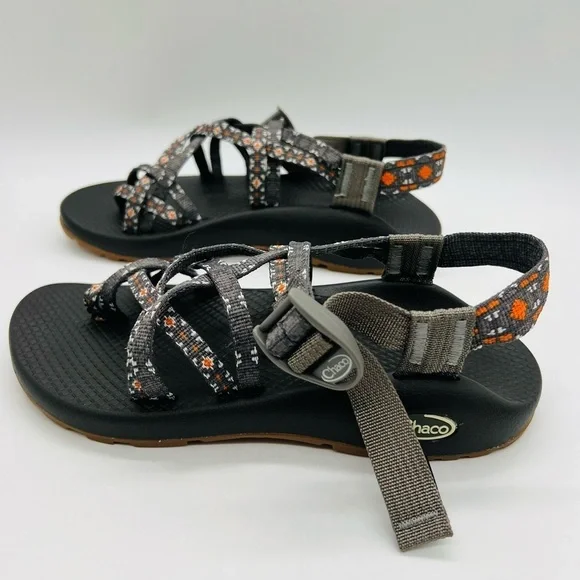 CHACO WOMEN’S STRAPPY OUTDOOR ADVENTURE SANDALS GRAY/ORANGE SIZE 7 - Picture 2 of 11